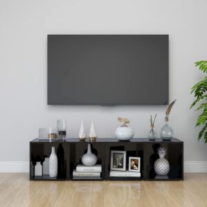 Pood24 Тумбы под ТВ 4 шт. Глянцевый черный ДСП 37x35x37 см