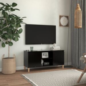 POOD24 тумба под ТВ на деревянных ножках, черный, 103.5x35x50 см