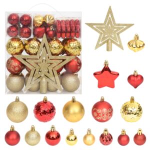 Pood24 70-osaline jõulukuulide komplekt, kuldne ja punane