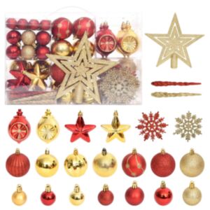 Pood24 108-osaline jõulukuulide komplekt, kuldne ja punane