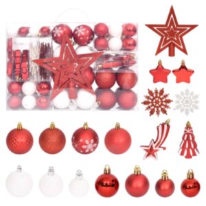 Pood24 108-osaline jõulukuulide komplekt, valge ja punane