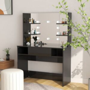 Pood24 meigilaud LED-tuledega, 100x40x135 cm, säravmust