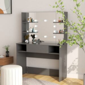 Pood24 meigilaud LED-tuledega, 100x40x135 cm, MDF-plaat, hall