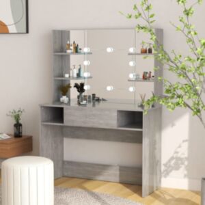 Pood24 meigilaud LED-tuledega, 100x40x135 cm, MDF-plaat, betoonhall