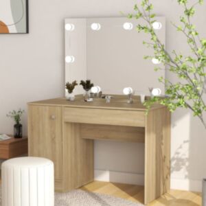 Pood24 meigilaud LED-tuledega, 110x55x145 cm, MDF, tamm