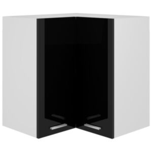 Pood24 seina nurgakapp, kõrgläikega must, 57x57x60 cm puitlaastplaat