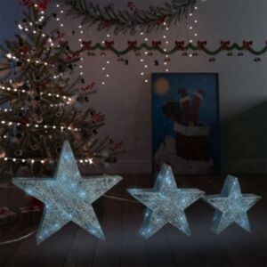 Pood24 jõulukaunistus tähed 3 tk, hõbe, võrgust, LED, õue ja tuppa 