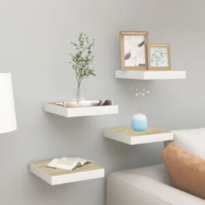 Pood24 seinariiulid, 4 tk, tamm ja valge, 23 x 23,5 x 3,8 cm MDF