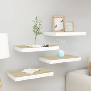 Pood24 seinariiulid, 4 tk, tamm ja valge, 50 x 23 x 3,8 cm MDF