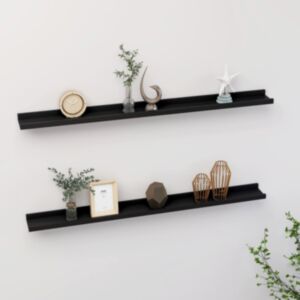 Pood24 seinariiulid, 2 tk, must, 100 x 9 x 3 cm