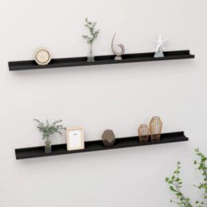 Pood24 seinariiulid, 2 tk, must, 115 x 9 x 3 cm