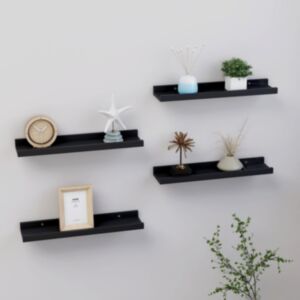 Pood24 seinariiulid, 4 tk, must, 40 x 9 x 3 cm