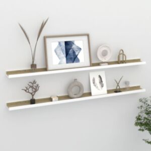 Pood24 seinariiulid, 2 tk, valge ja Sonoma tamm, 115 x 9 x 3 cm