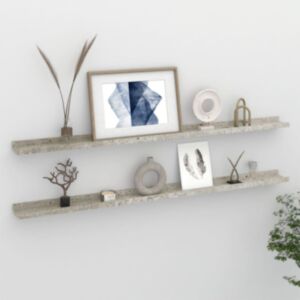 Pood24 seinariiulid, 2 tk, betoonhall, 115 x 9 x 3 cm