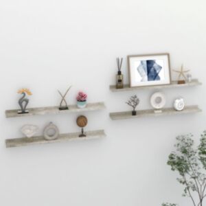 Pood24 seinariiulid, 4 tk, betoonhall, 80x9x3 cm