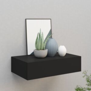 Pood24 sahtliga seinariiul, must 40x23,5x10 cm MDF