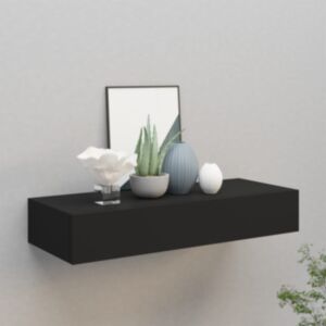 Полка навесная с ящиком24 ящика, черный 60x23,5x10 см МДФ