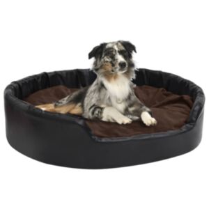 Pood24 koeravoodi, must ja pruun, 99 x 89 x 21 cm, plüüs ja kunstnahk