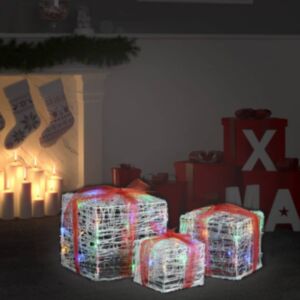 Pood24 dekoratiivsed akrüülist jõulukingikarbid 3 tk, värviline