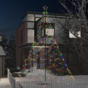 Pood24 jõulupuu metallist postiga, 1400 LEDi, värviline, 5 m