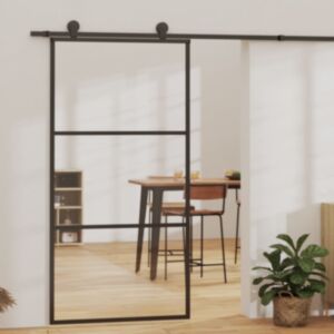Pood24 liuguks, ESG-klaas ja alumiinium, 102x205 cm, must