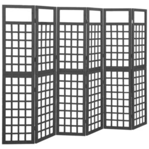 Pood24 6 paneeliga sirm/ronitaimede alus,must, kuusepuit, 242,5x180 cm