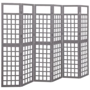 Pood24 6 paneeliga sirm/ronitaimede alus,hall, kuusepuit, 242,5x180 cm