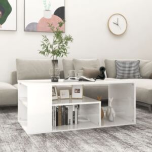 Pood24 kohvilaud, kõrgläikega, valge, 100x50x40 cm puitlaastplaat