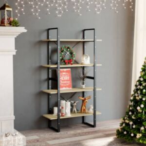 POOD24 Книжная полка 4-ярусная дуб Сонома 80x30x140см ДСП