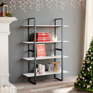 POOD24 Книжная полка 4-ярусная 100x30x140 см, белый, ДСП