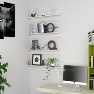 Pood24 seinariiulid 4 tk, valge, 80 x 11,5 x 18 cm, puitlaastplaat