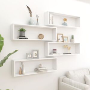 POOD24 настенные полки в форме куба, 4 шт, белые, 100 x 15 x 30 см