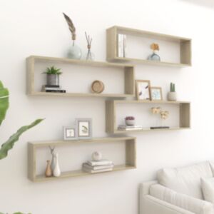 POOD24 настенные полки кубической формы 4 шт, дуб Сонома, 100x15x30 см