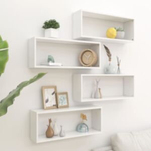POOD24 настенные полки кубической формы 4 шт, белые, 60x15x23 см