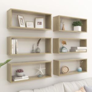 POOD24 полка настенная cube 6 шт, дуб Сонома, 60x15x23 см