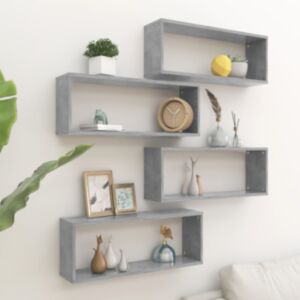 POOD24 настенные полки кубической формы, 4 шт., Серый бетон, 60x15x23 см