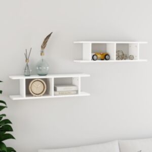 Pood24 seinariiulid 2 tk, valge, 75x18x20 cm, tehispuit