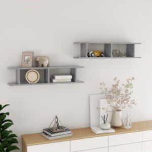 Pood24 seinariiulid 2 tk, betoonhall, 90x18x20 cm, puitlaastplaat
