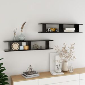 Pood24 seinariiulid 2 tk, must, 105x18x20 cm, puitlaastplaat