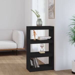 Pood24 книжная полка/перегородка, черный 60 x 30 x 103,5 см массив сосны