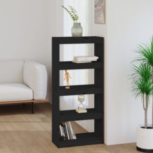 Pood24 книжная полка/перегородка, черный 60 x 30 x 135,5 см массив сосны