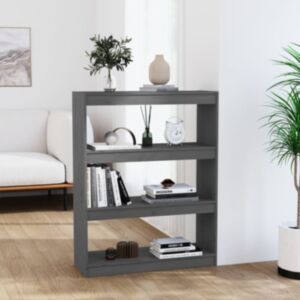 Книжная полка/разделитель комнаты Pood24, серый, 80x30x103,5 см, массив сосны