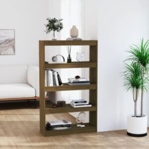 Книжная полка/разделитель комнаты Pood24, медово-коричневый, 80x30x135,5 см, дерево сосна
