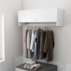 Pood24 garderoob, kõrgläikega valge, 100 x 32,5 x 35 cm, puitlaastplaat