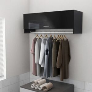 Pood24 garderoob, kõrgläikega must, 100 x 32,5 x 35 cm, puitlaastplaat
