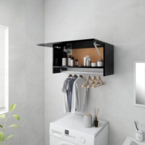 Pood24 garderoob, kõrgläikega must, 70 x 32,5 x 35 cm, puitlaastplaat