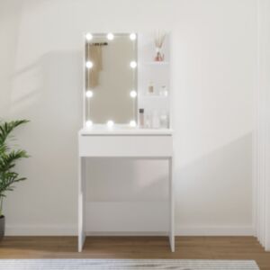 Pood24 tualettlaud valge LEDiga 60x40x140 cm