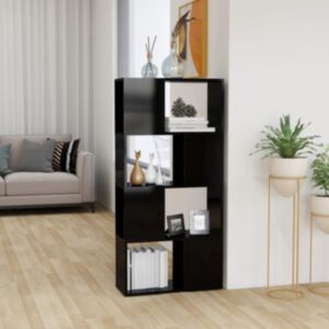 POOD24 книжный шкаф / перегородка, глянцевый черный, 60x24x124,5 см