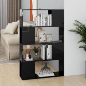 POOD24 книжный шкаф / перегородка, глянцевый черный, 80x24x124,5 см