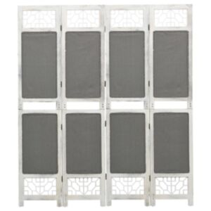 338555 Pood24 4-Panel Room Divider Grey 140x165 cm Fabric